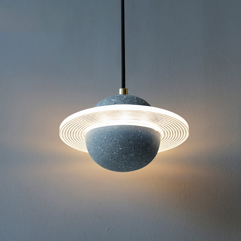 1 Light Planet Light Kit Modern Cement Hanging Light with Hanging Cord for Restaurant