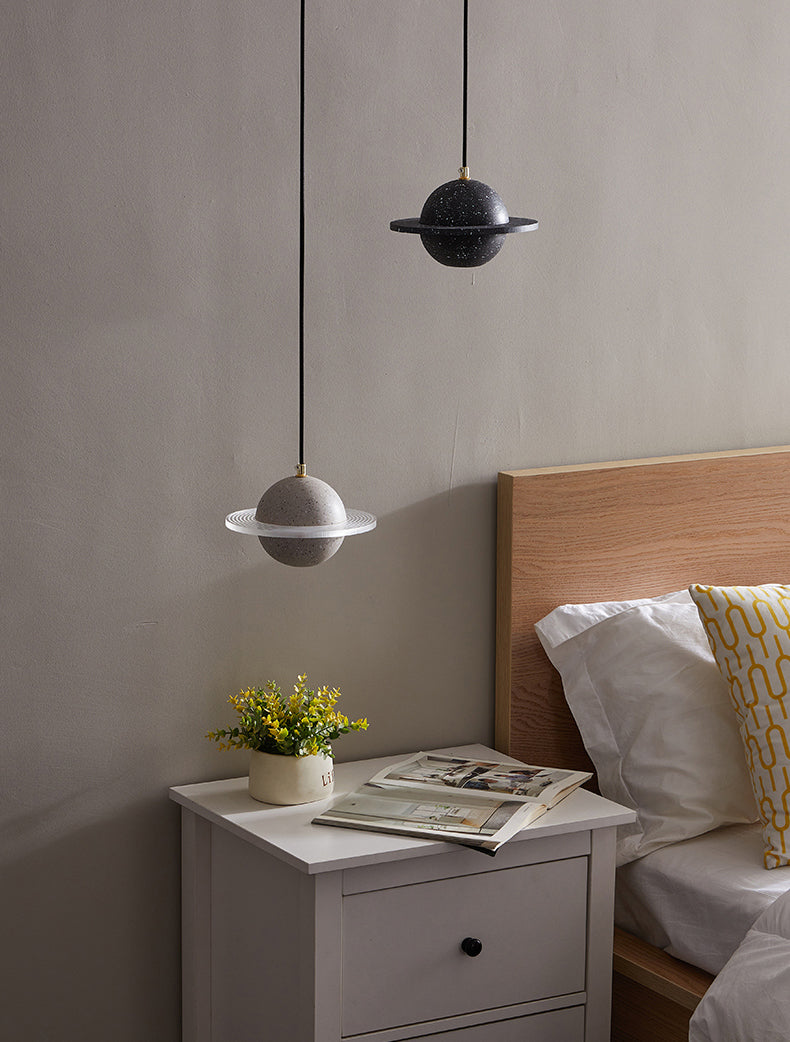 1 Light Planet Light Kit Modern Cement Hanging Light with Hanging Cord for Restaurant
