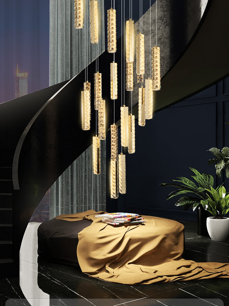 Lineaire hangende verlichtingsarmaturen Moderne eenvoudige K9 Crystal Plafond Pendant voor restaurant