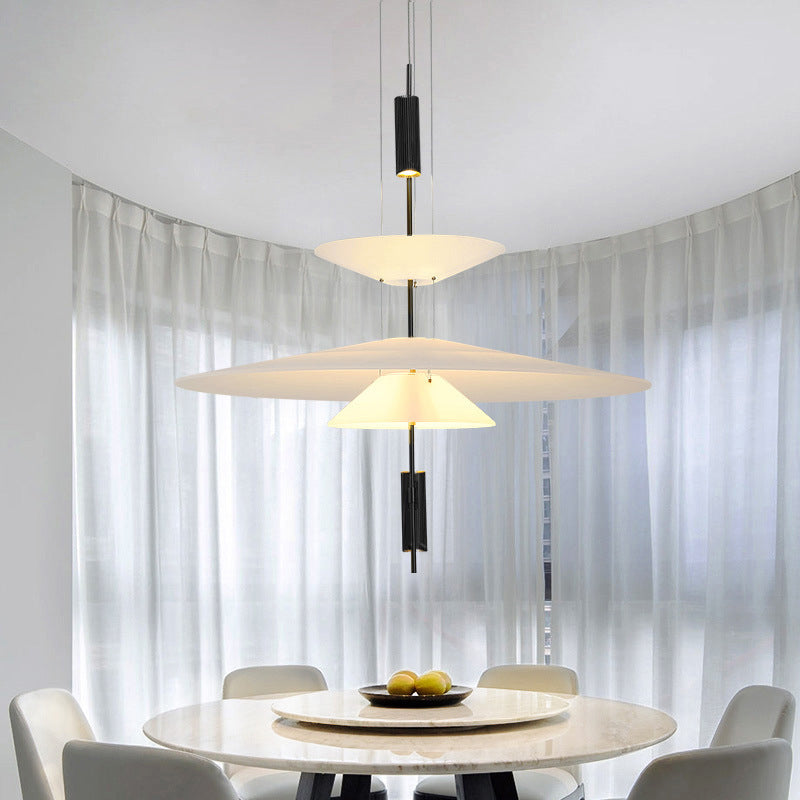Postmodern Layered Hanging Lamp Fixture Metallic Dining Room Suspension Pendant Light