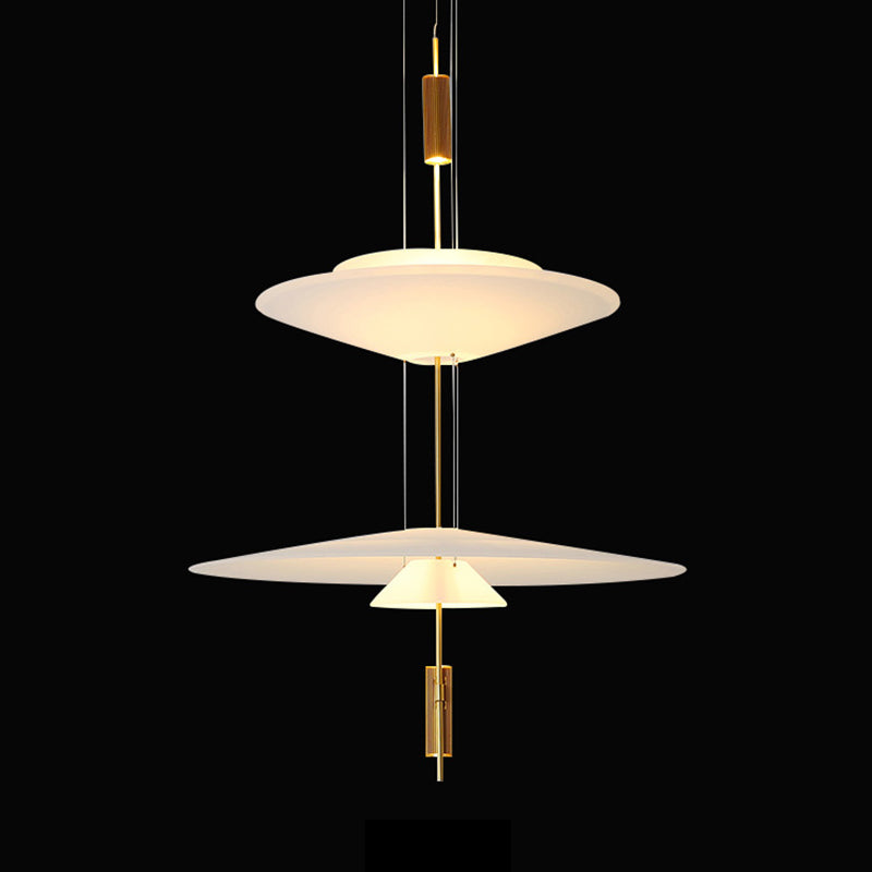 Postmodern Layered Hanging Lamp Fixture Metallic Dining Room Suspension Pendant Light