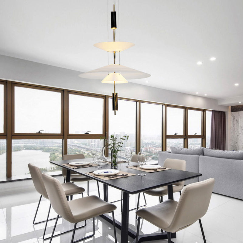 Postmodern Layered Hanging Lamp Fixture Metallic Dining Room Suspension Pendant Light