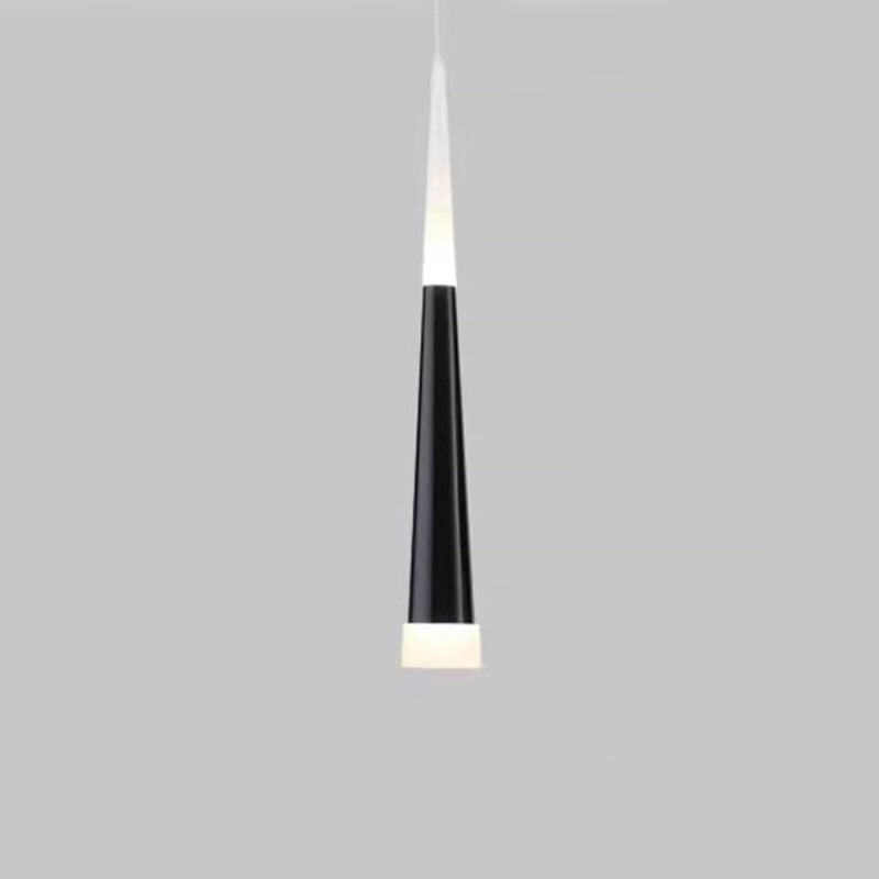 Black Tapered Pendulum Lamp Minimalist 1-Light Acrylic LED Pendant for Dining Room