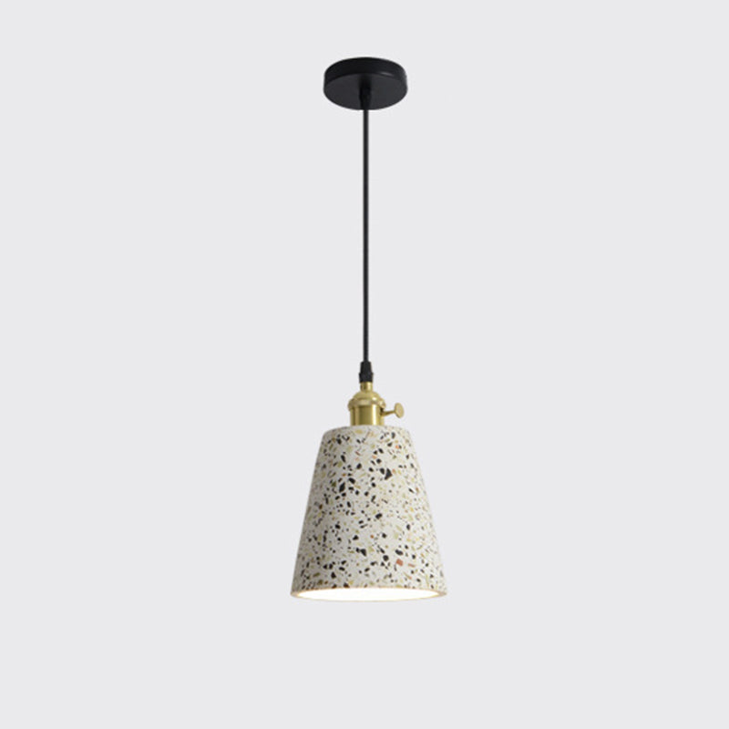 Terrazzo Small Pendant Light Fixture Nordic 1 Head White Suspension Lamp for Living Room