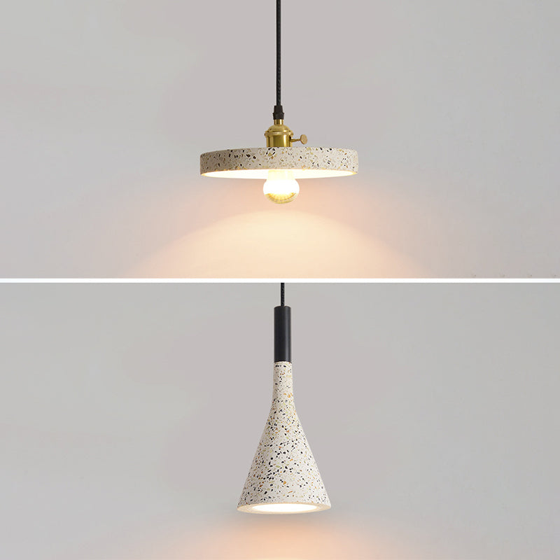 Terrazzo Small Pendant Light Fixture Nordic 1 Head White Suspension Lamp for Living Room