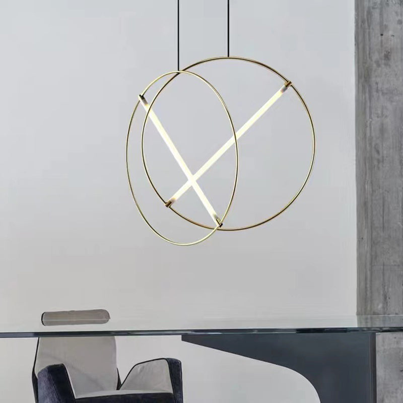 Louleur en forme de boucle de simplicité Éclairage de pendentif en forme de salle à manger en acrylique LED Down Light en or