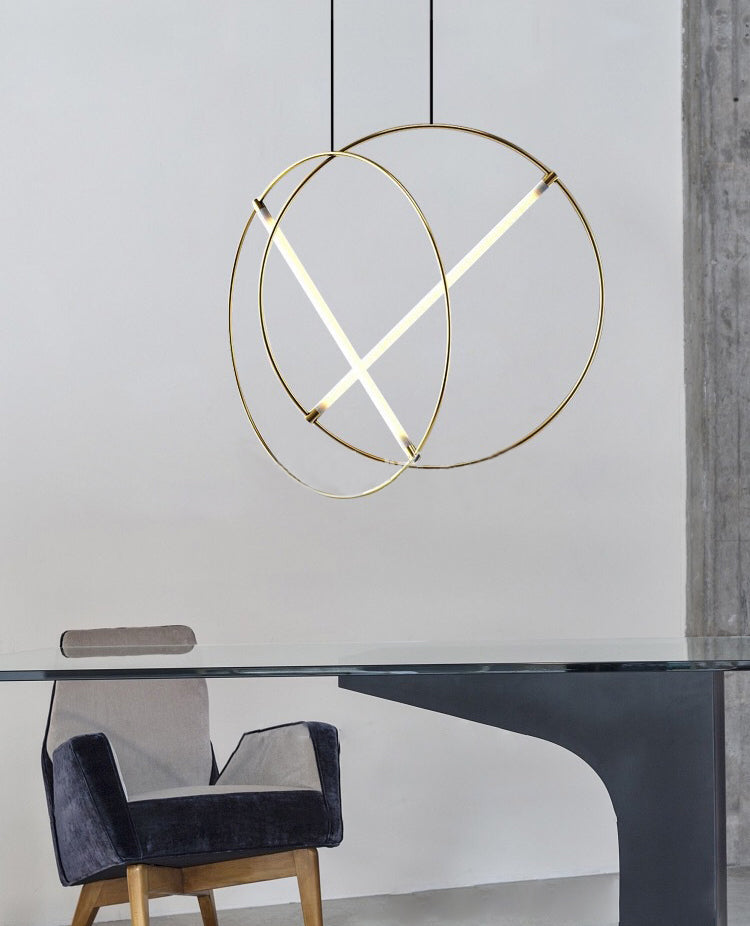 Louleur en forme de boucle de simplicité Éclairage de pendentif en forme de salle à manger en acrylique LED Down Light en or