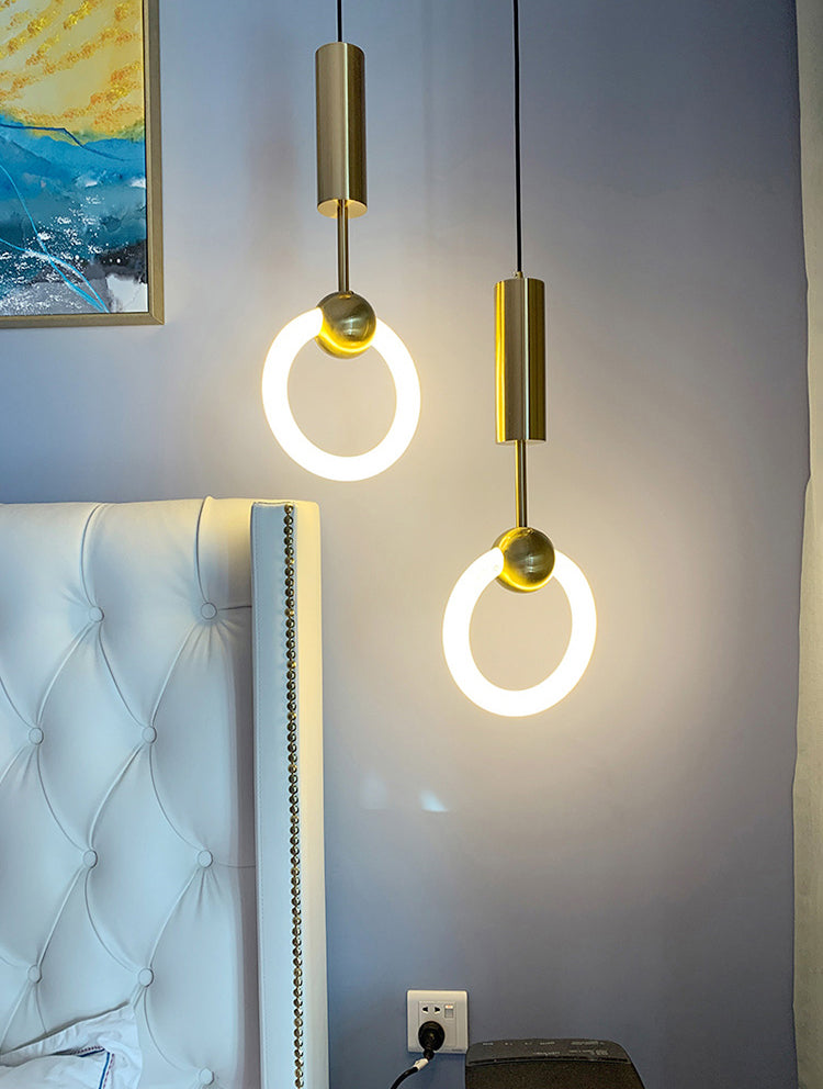 Ring Suspension Pendant Light Modern Style Metal LED White Pendant Ceiling Light