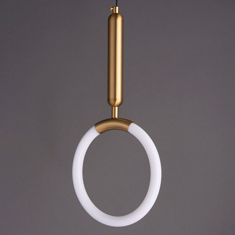 Geometric Suspension Pendant Light Minimalist Metal LED Bedroom Pendant Light Kit in Gold