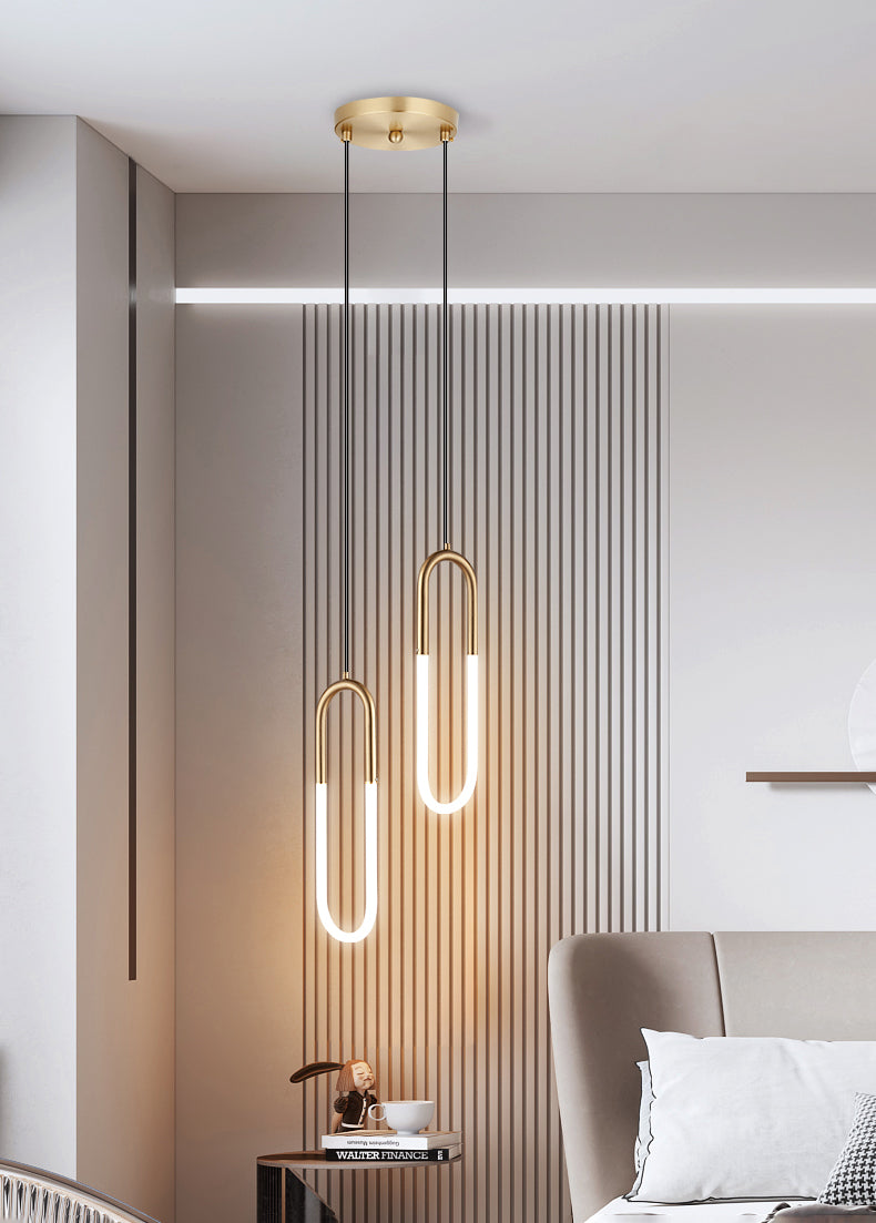 Geometric Suspension Pendant Light Minimalist Metal LED Bedroom Pendant Light Kit in Gold