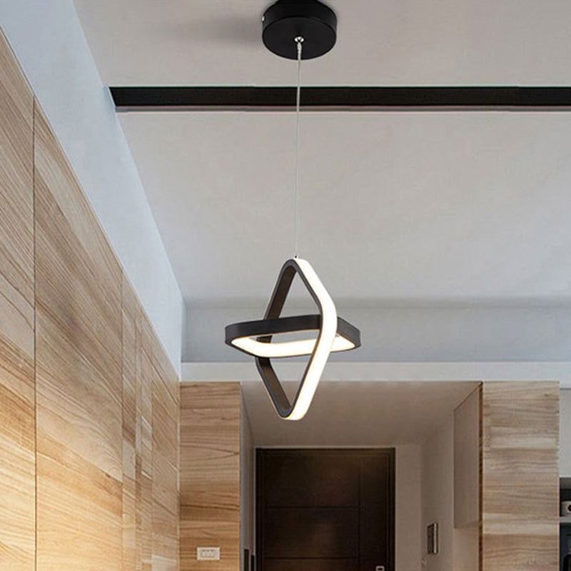 Black Geometrical Hanging Light Fixture Simple LED Metal Hanging Pendant Light for Bedroom