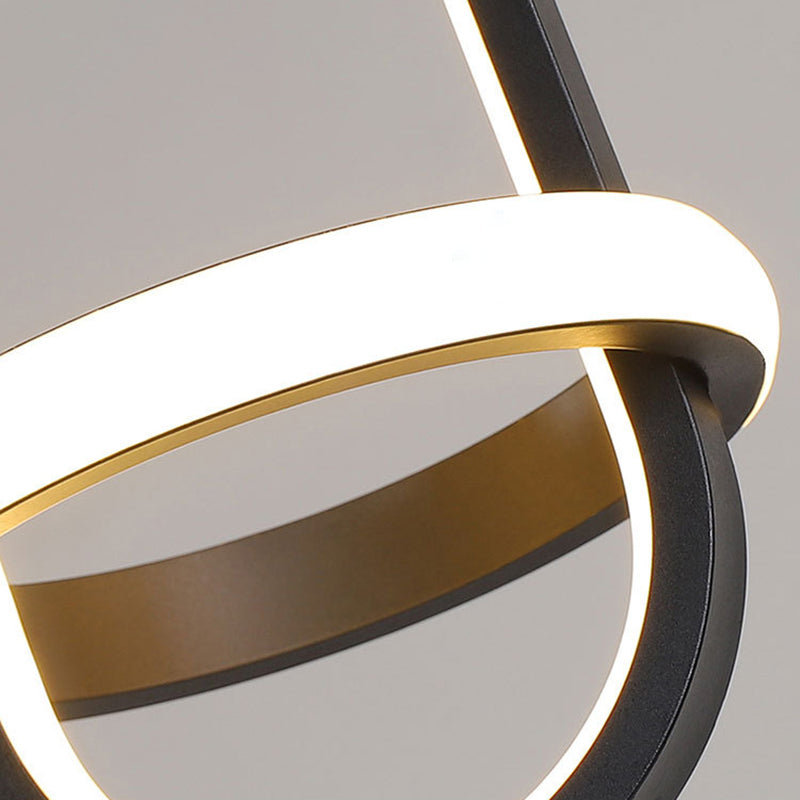 Black Geometrical Hanging Light Fixture Simple LED Metal Hanging Pendant Light for Bedroom