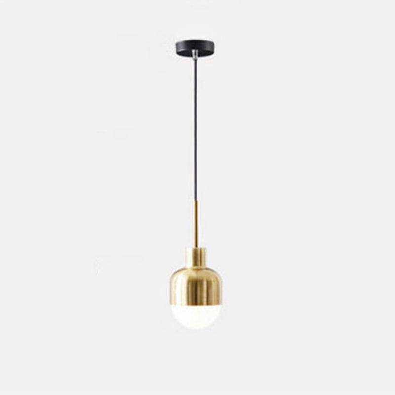 Minimalist Shaded Ceiling Pendant Light Metal Bedroom Hanging Light Fixture in Brass