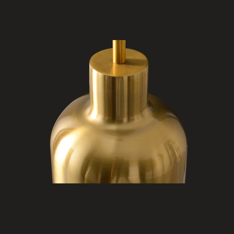 Minimalist Shaded Ceiling Pendant Light Metal Bedroom Hanging Light Fixture in Brass