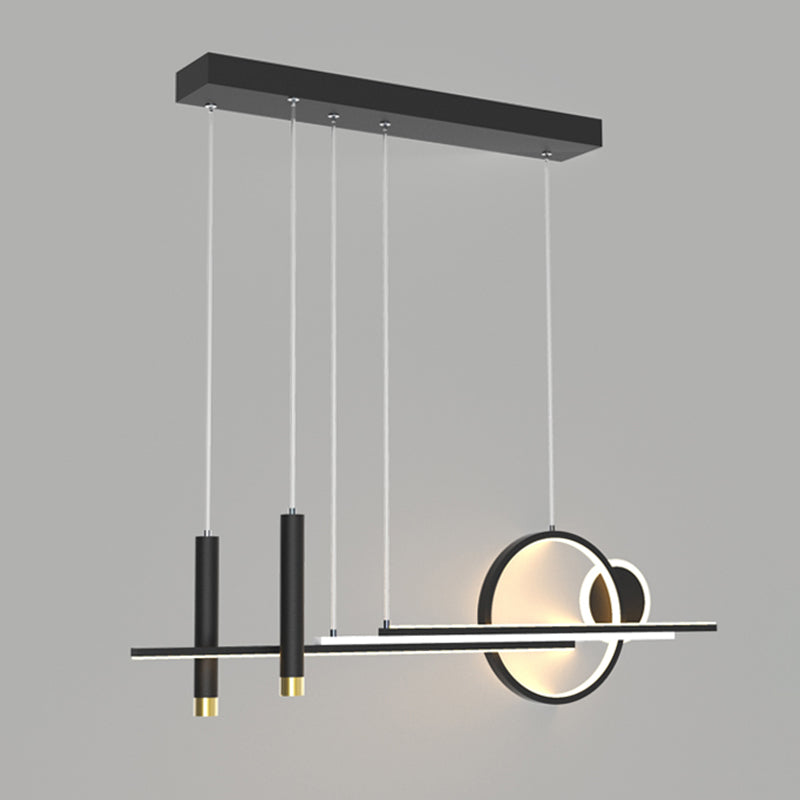 Luce isola a led del ristorante nero in stile moderno in ferro battuto a sospensione lineare con ombra acrilica