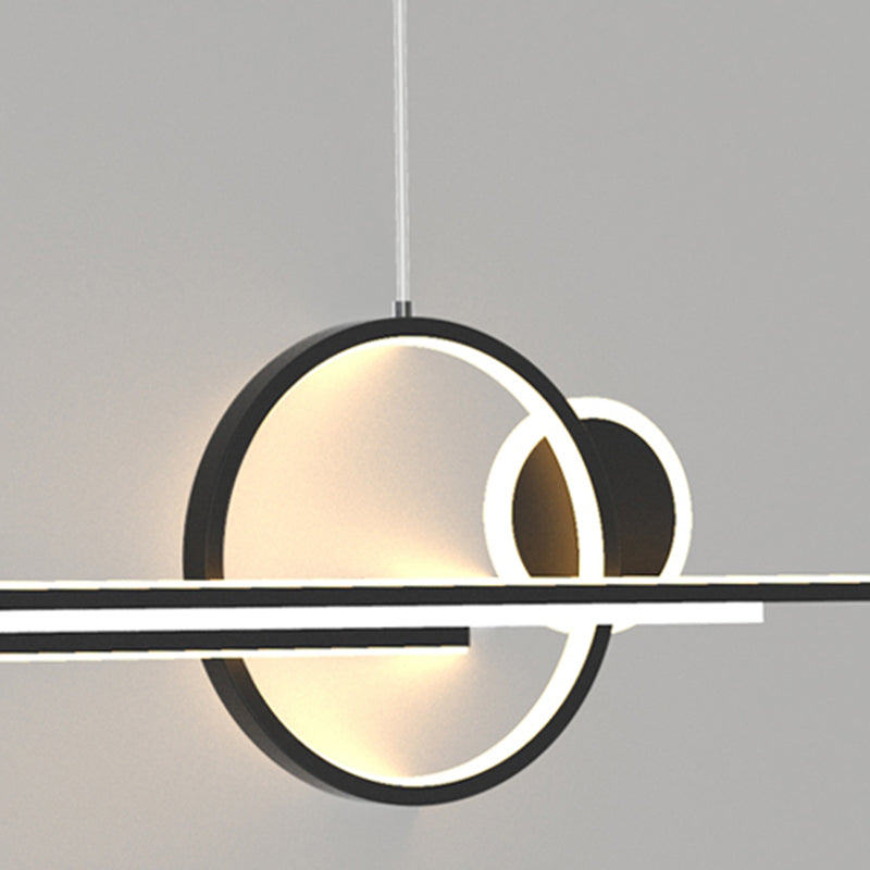 Luce isola a led del ristorante nero in stile moderno in ferro battuto a sospensione lineare con ombra acrilica