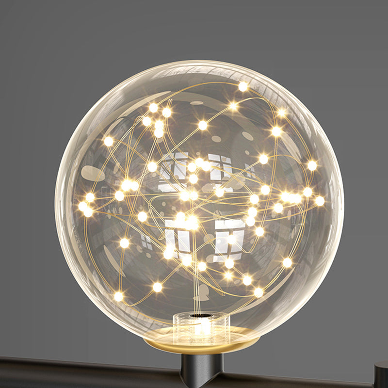 Black Restaurant LED Island Light in Modern Luxury Style Wrought Iron Linear Pendant Light with Silicone Shade