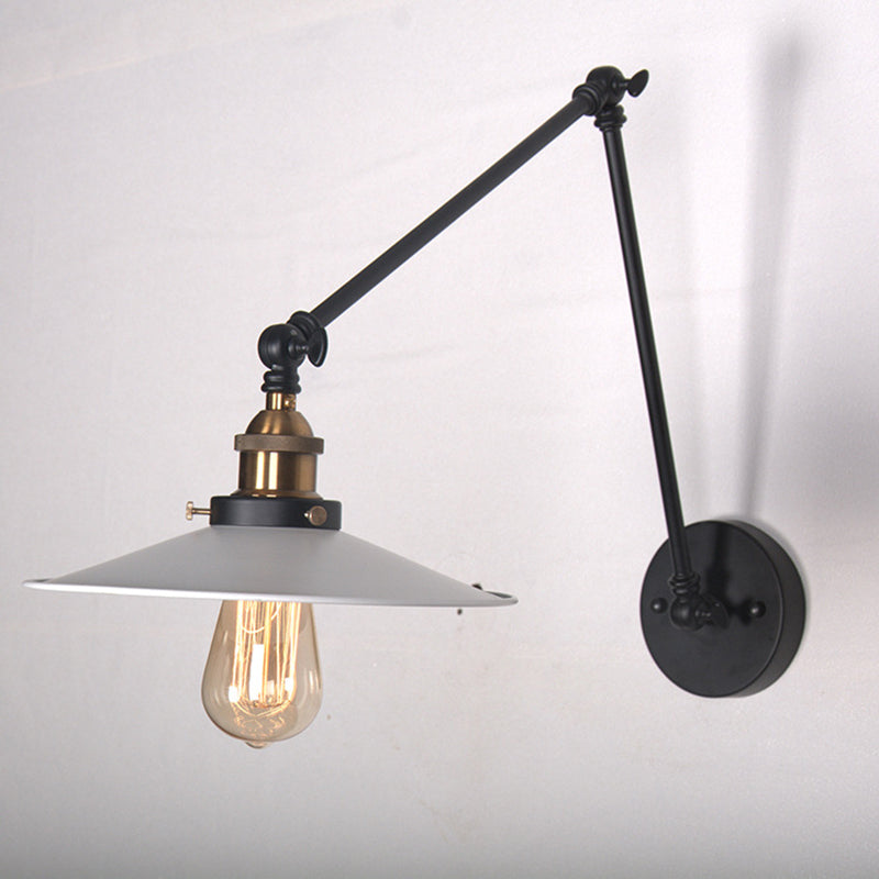 White Metal Cone Shade Industry Style Wandlampe 2 Abschnitte Schwung Retro-Wandleuchten für das Restaurant