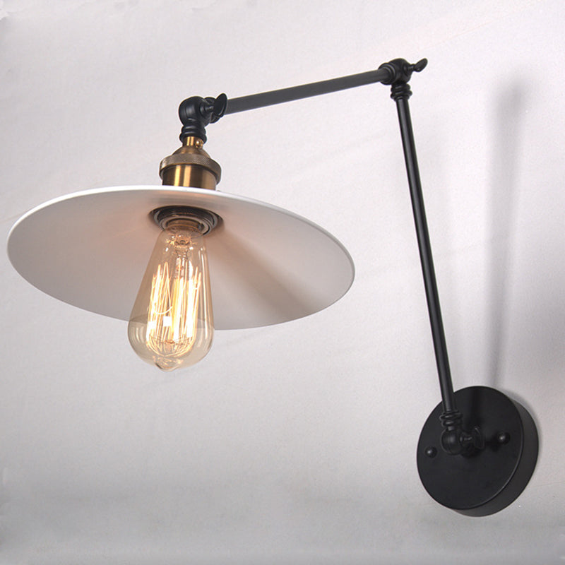 White Metal Cone Shade Industry Style Wandlampe 2 Abschnitte Schwung Retro-Wandleuchten für das Restaurant