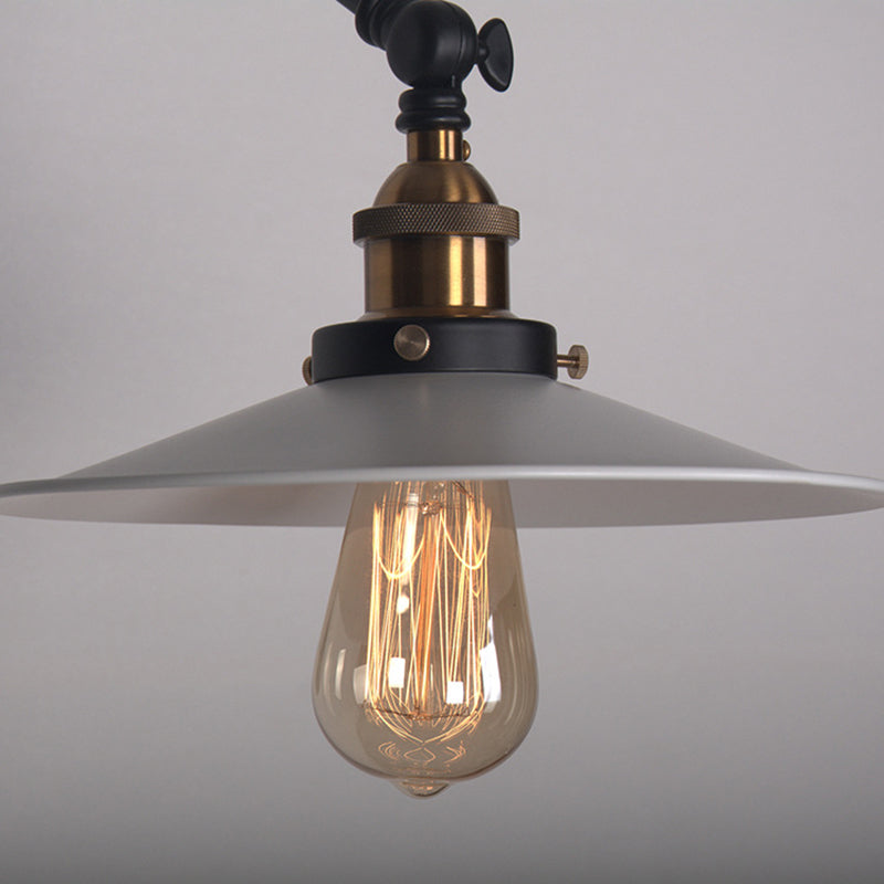 White Metal Cone Shade Industry Style Wandlampe 2 Abschnitte Schwung Retro-Wandleuchten für das Restaurant