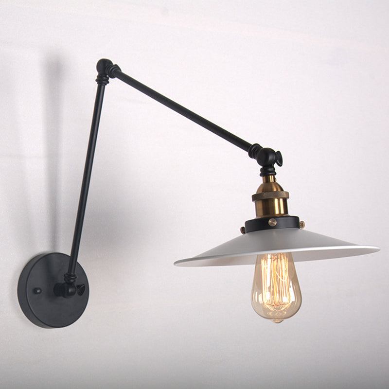 White Metal Cone Shade Industry Style Wandlampe 2 Abschnitte Schwung Retro-Wandleuchten für das Restaurant