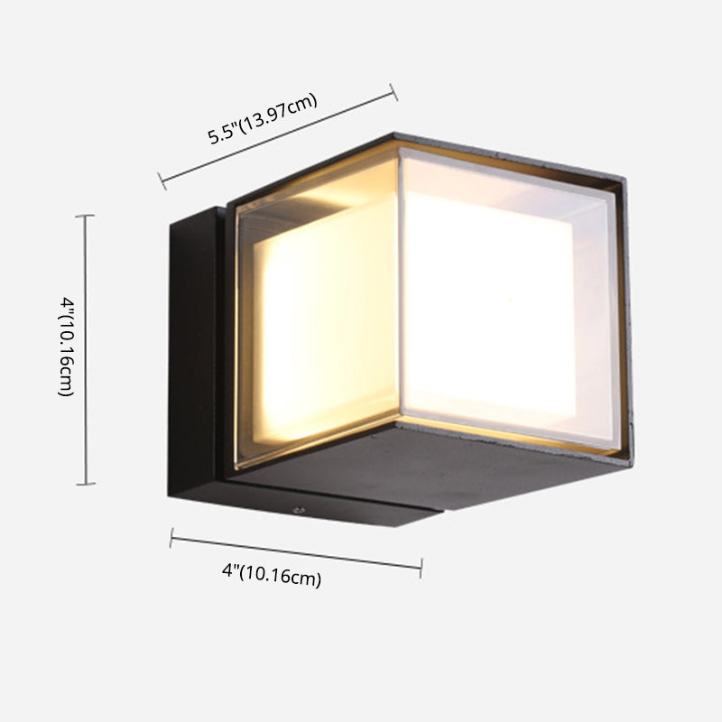 Lámpara de pared LED rotativa cuadrada con sombra acrílica transparente al aire libre de iluminación impermeable al aire libre