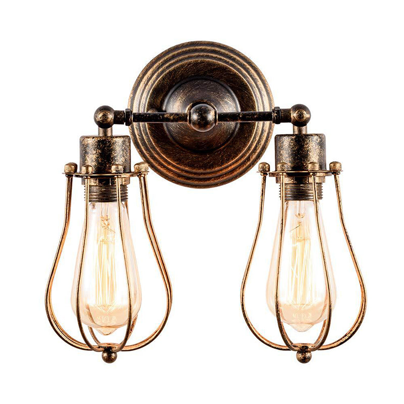 2 Lights Metal Wall Mounted Light Fixture Industrial Cage Shade Wall Mounted Wall Lights for Hall And Foye