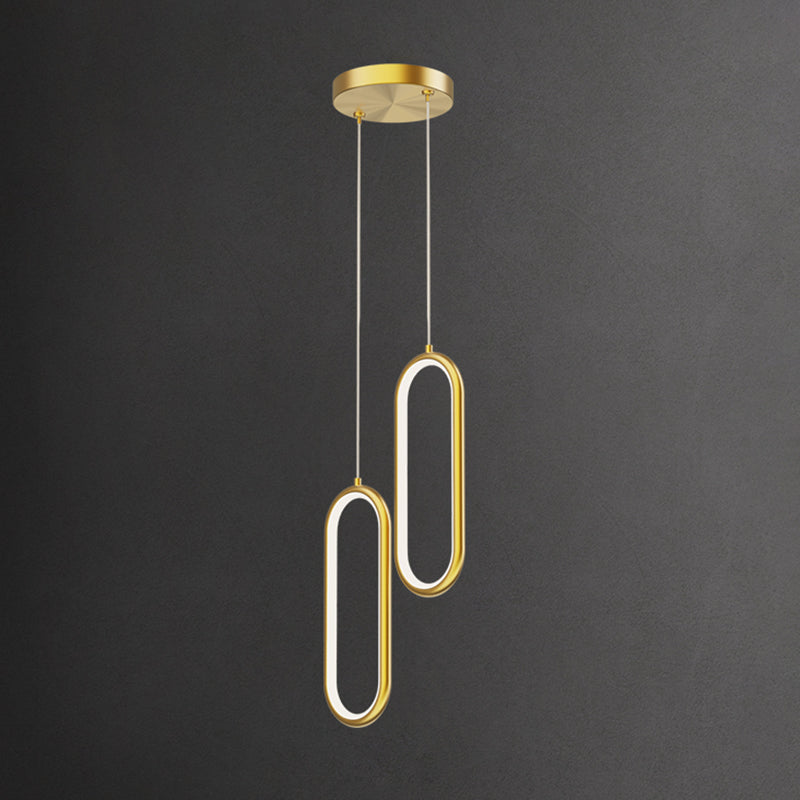 Oval Metal Ceiling Pendant Light Modern Style LED Suspension Pendant for Dinning Room