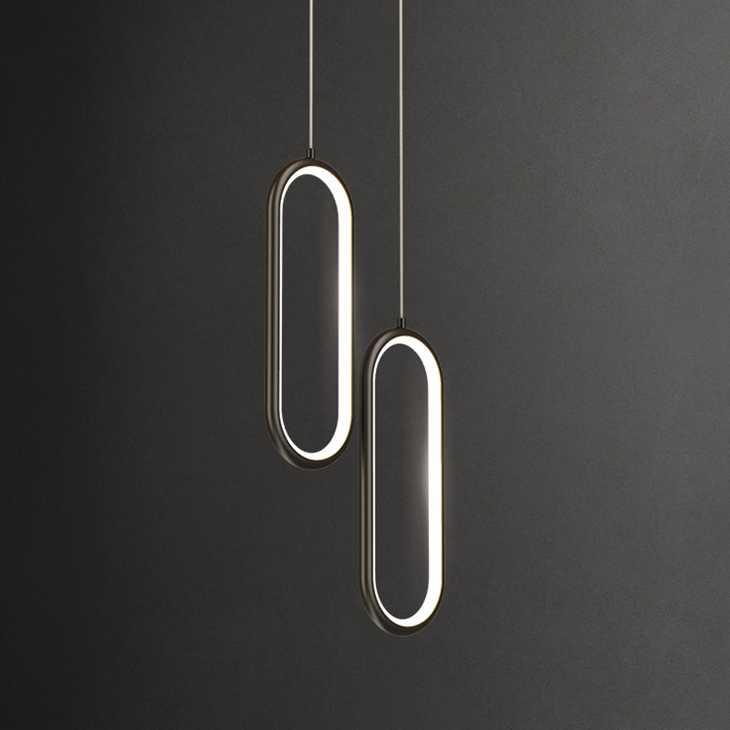 Oval Metal Ceiling Pendant Light Modern Style LED Suspension Pendant for Dinning Room