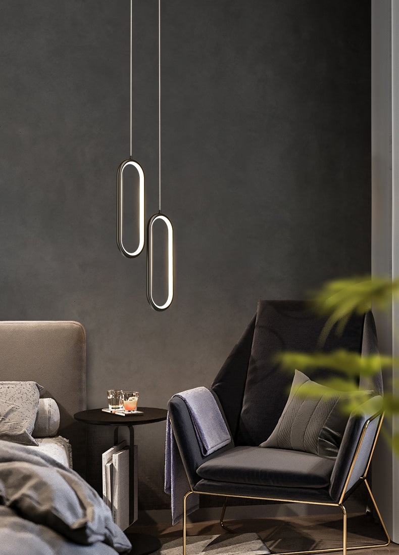 Oval Metal Ceiling Pendant Light Modern Style LED Suspension Pendant for Dinning Room