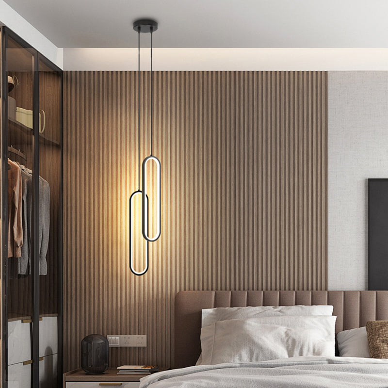 Aluminium LED Linear Pendant Light in Modern Concise Style Silica Gel Chandelier for Living Room