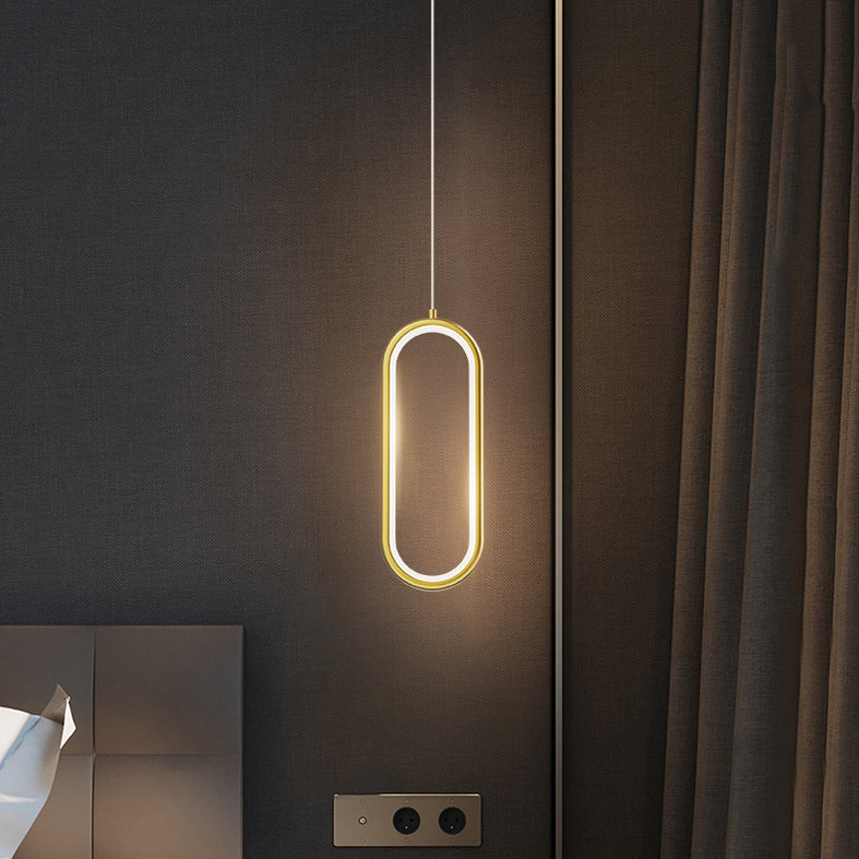 Oval Metal Ceiling Pendant Light Modern Style LED Suspension Pendant for Dinning Room