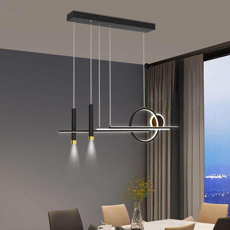 Luce isola a led del ristorante nero in stile moderno in ferro battuto a sospensione lineare con ombra acrilica