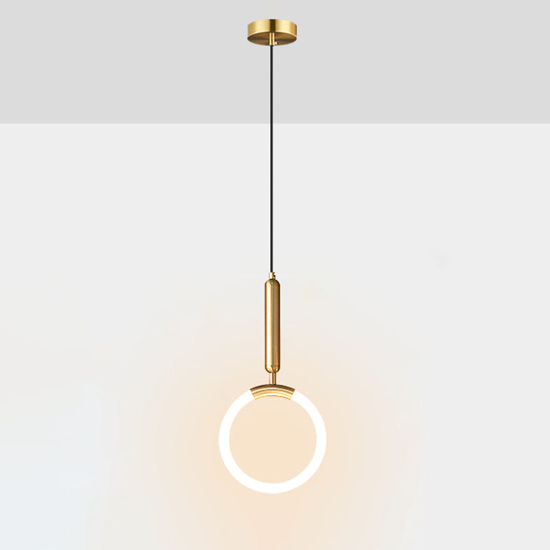 Geometric Suspension Pendant Light Minimalist Metal LED Bedroom Pendant Light Kit in Gold