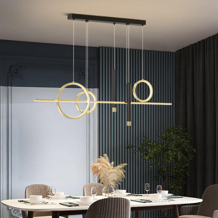 Aluminium Rectangular LED Island Pendant Light in Modern Creative Style Acrylic Ceiling Fixture for Dining Room