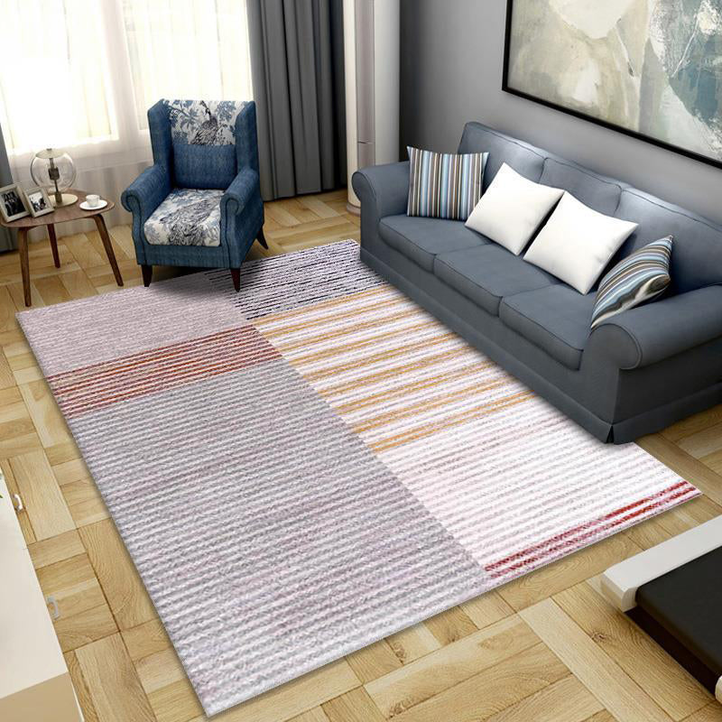 Minimalist Geometric Rug Polyester Area Carpet Washable Indoor Rug for Bedroom, Living Room