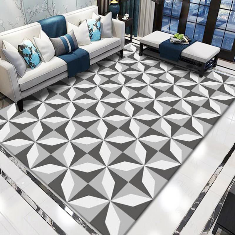 Minimalist Geometric Rug Polyester Area Carpet Washable Indoor Rug for Bedroom, Living Room