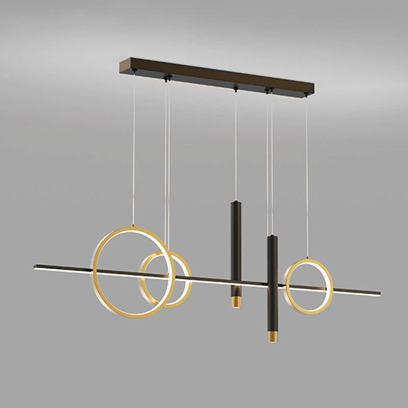 Wrought Iron LED Island Light in Modern Luxury Style Acrylic Linear Pendant Light for Dining Room