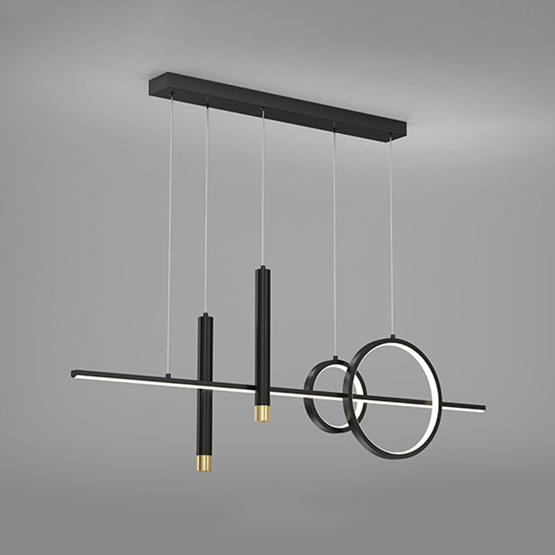 Wrought Iron LED Island Light in Modern Luxury Style Acrylic Linear Pendant Light for Dining Room