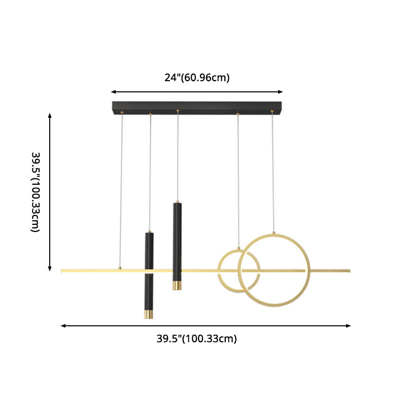 Wrought Iron LED Island Light in Modern Luxury Style Acrylic Linear Pendant Light for Dining Room