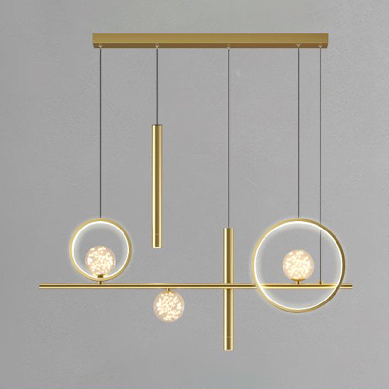 Luz colgante de isla lineal LED de aluminio en moderna luz de techo de hierro forjado de estilo nórdico con sombra de silicona