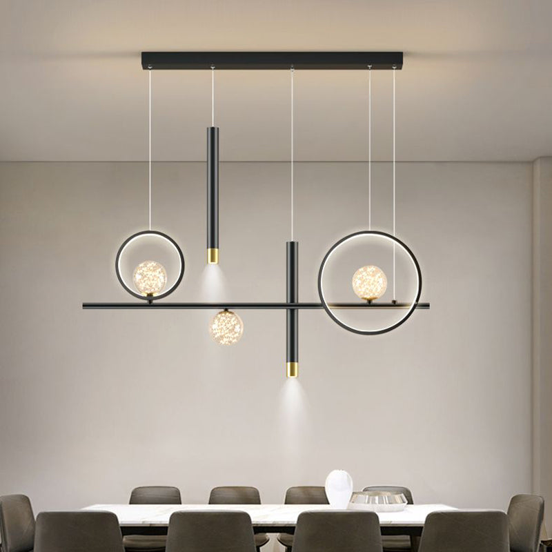 Luz colgante de isla lineal LED de aluminio en moderna luz de techo de hierro forjado de estilo nórdico con sombra de silicona