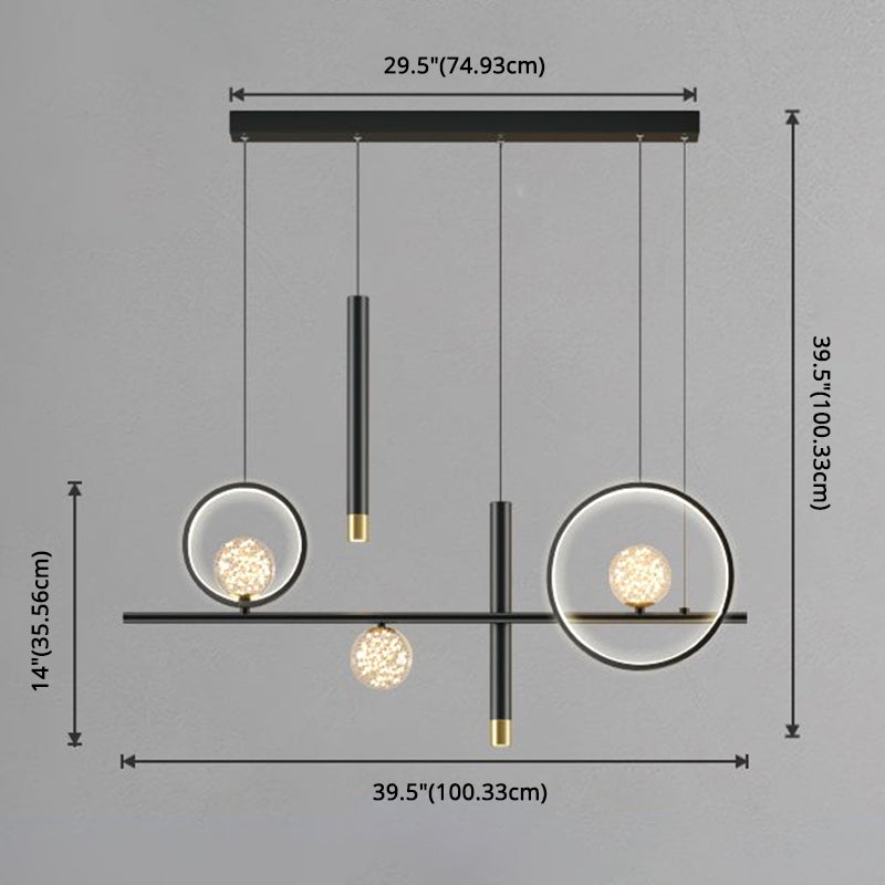 Luz colgante de isla lineal LED de aluminio en moderna luz de techo de hierro forjado de estilo nórdico con sombra de silicona