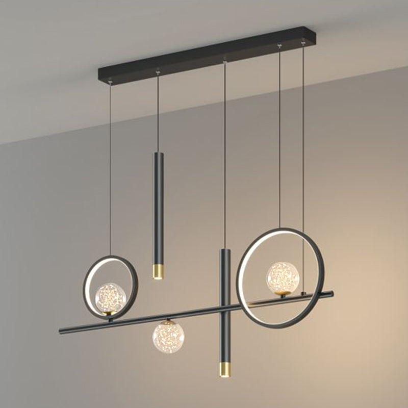 Luz colgante de isla lineal LED de aluminio en moderna luz de techo de hierro forjado de estilo nórdico con sombra de silicona