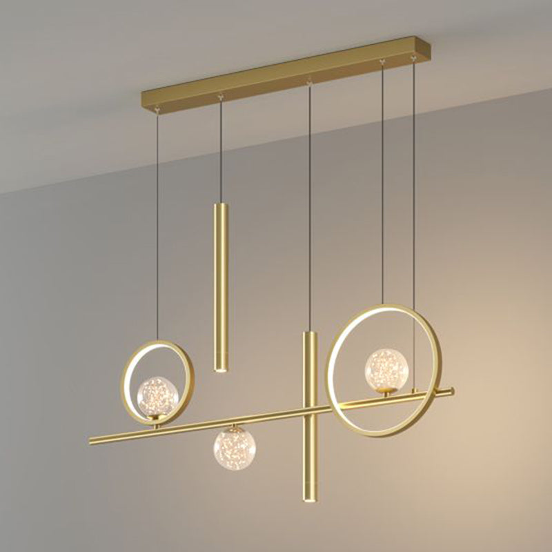 Luz colgante de isla lineal LED de aluminio en moderna luz de techo de hierro forjado de estilo nórdico con sombra de silicona