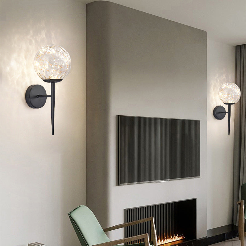 Noordse stijl eenvoud binnen wandlamp LED LICHT STRING GLASE BALL SCONCE Lichten met metalen lamppost