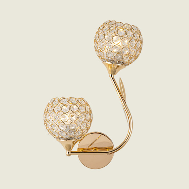 Electroplating Rose Gold Crystal Wall Lamp 1-Light Hollow Ring Inlaid Crystal Sconce Lights for Restaurant Coffee Shop