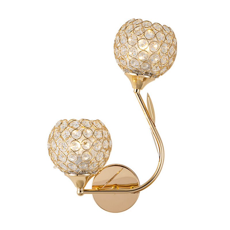 Electroplating Rose Gold Crystal Wall Lamp 1-Light Hollow Ring Inlaid Crystal Sconce Lights for Restaurant Coffee Shop