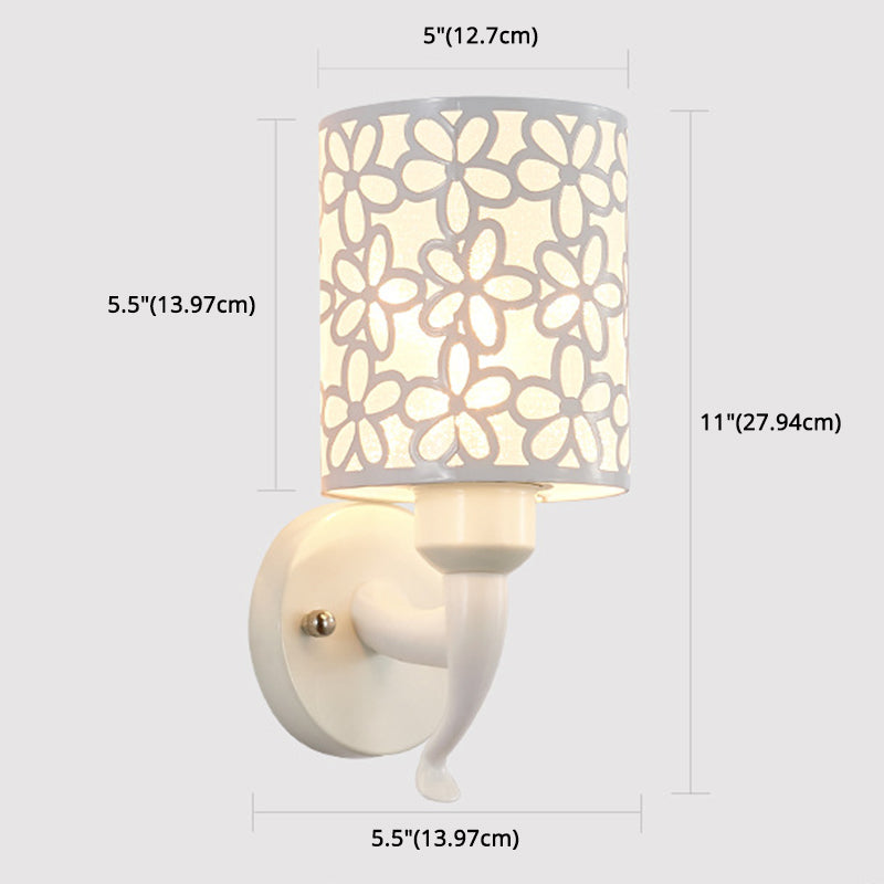 Hollow Petals Metal Cylindrical Simplicity Sconce Lamp Modern Style 1-Light Corridor Wall Mount Light in White