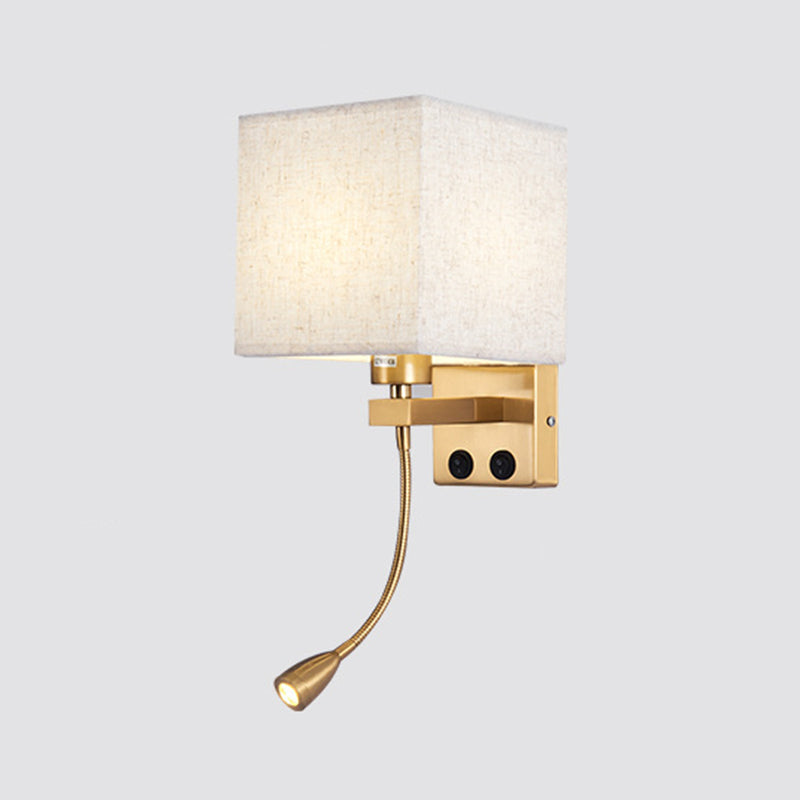 Vierkante stoffen schaduw eenvoud LED -leeslamp verstelbaar Spotlight Design Moderne Style SCONCE Lights